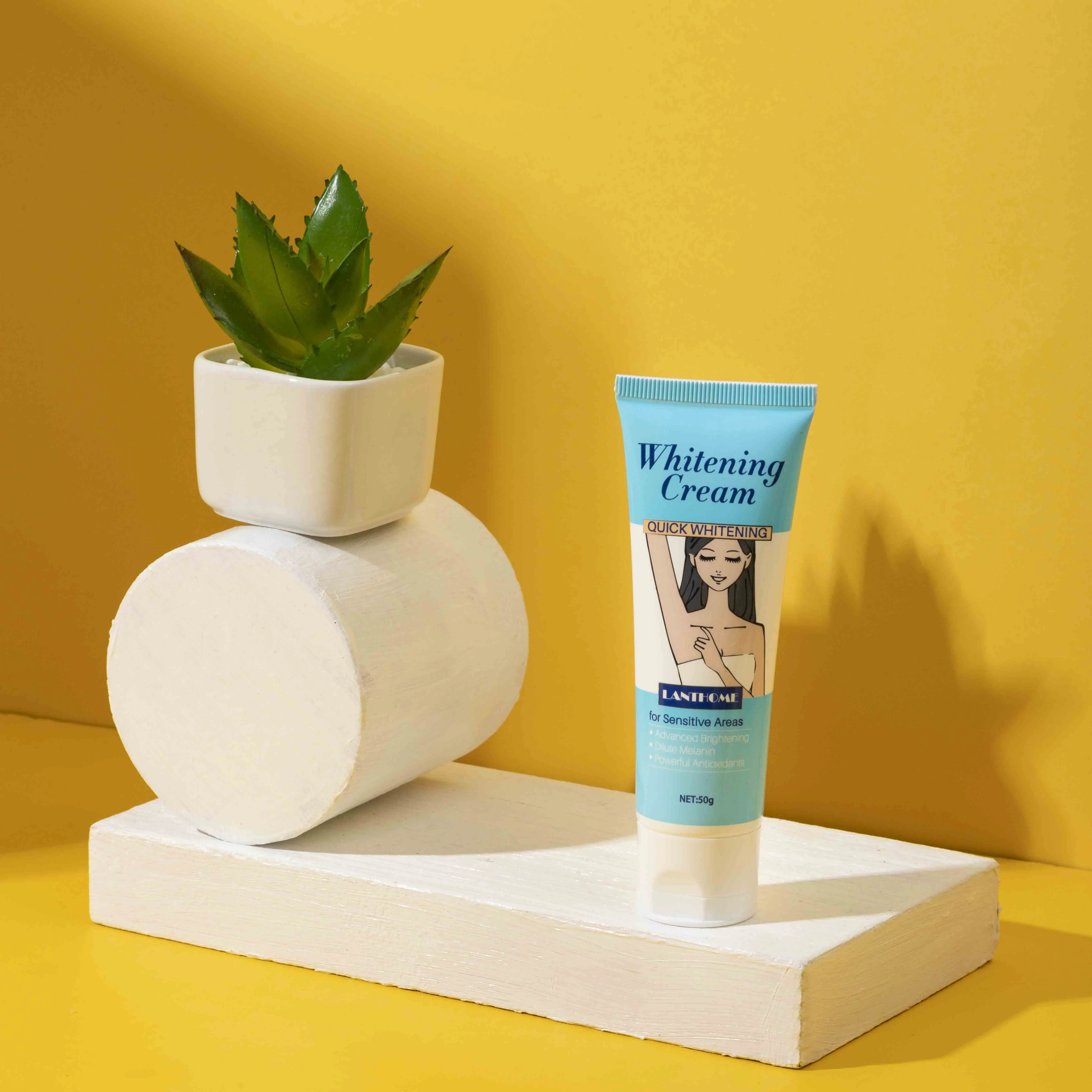 lanthome original fast private label lightening best for face body skin whitening cream for dark skin Sensitive Areas