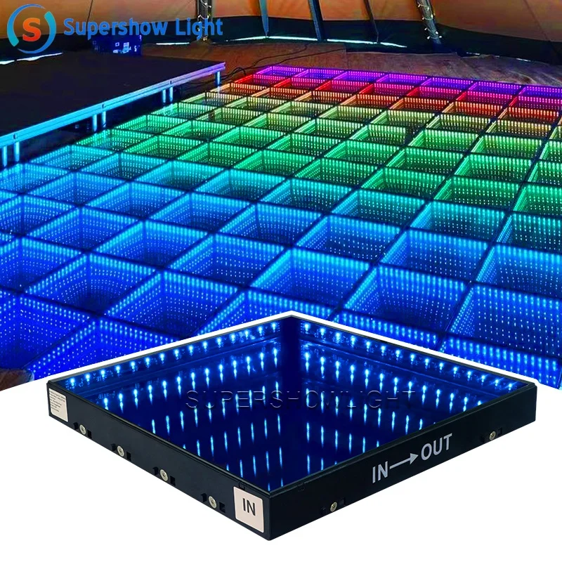 Supershow 3d luxurious led dance floor lumineuse led infinity mirror wireless dance floor for dj disco
