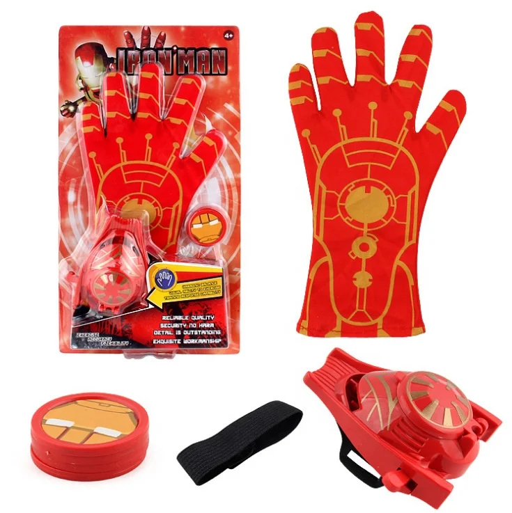 Wholesale TV&Movie Superhero Shooter Toy Halloween Party Decoration Toys Captain Spider Man Cards Launcher Hand wear for Kids