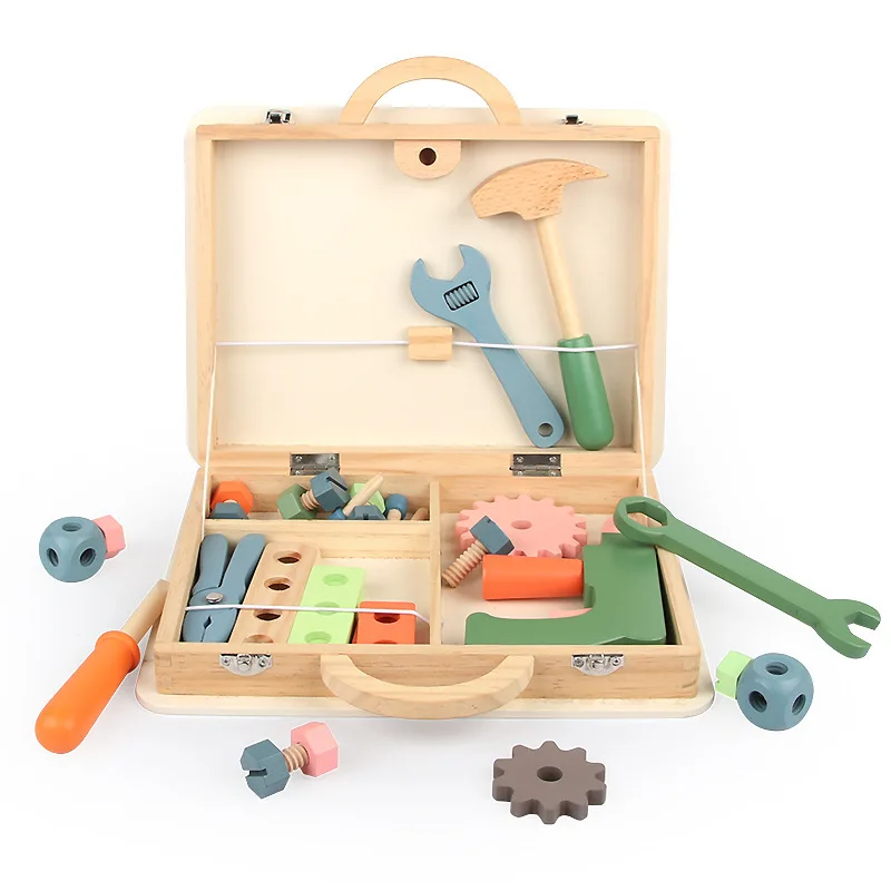 Funny Early Educational Tool Box Play Set Wooden Educational Kids Tool Set