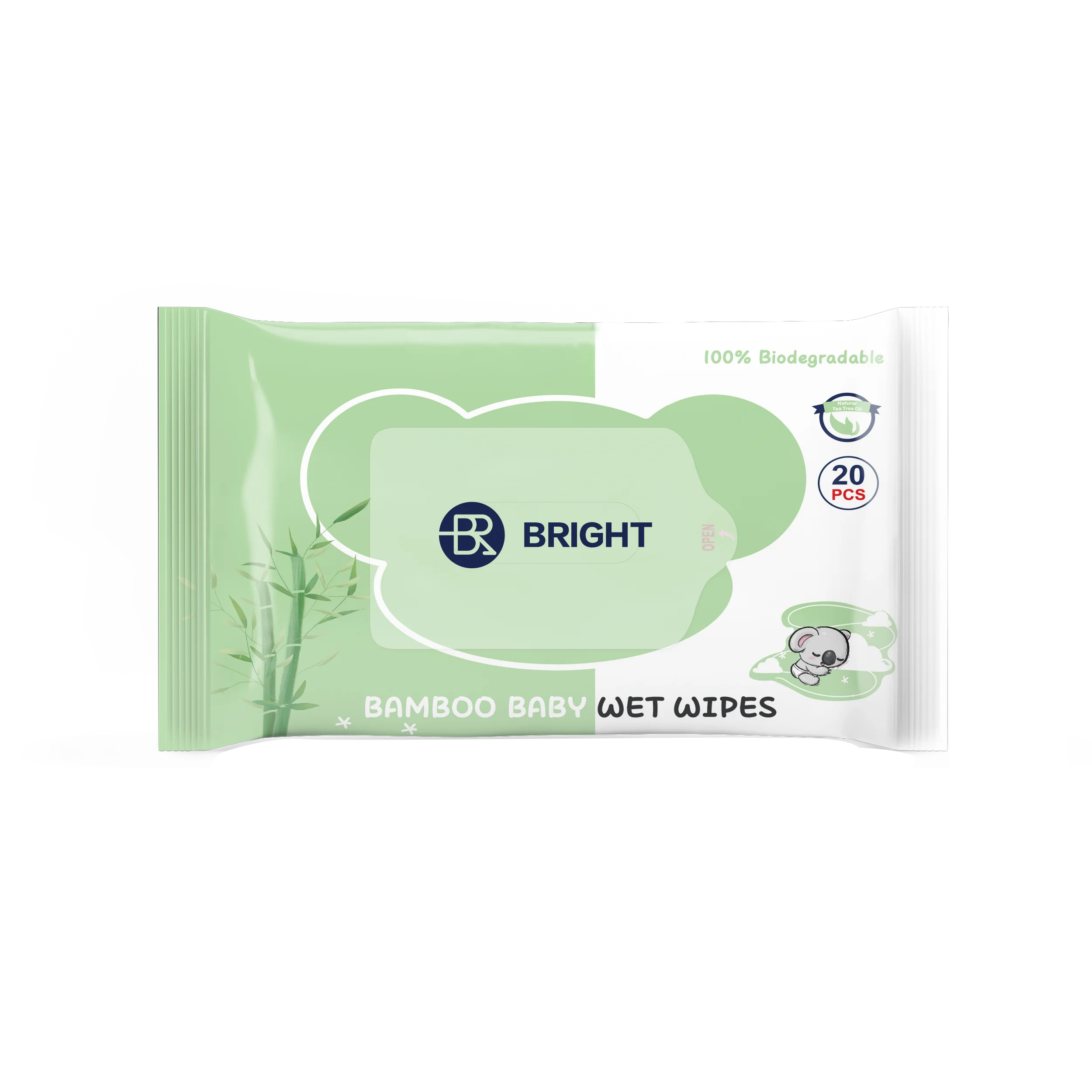 BR Popular selling  Bamboo Biodegradable Baby Wipes Chemical Free 99.9% Pure Water No harsh ingredients