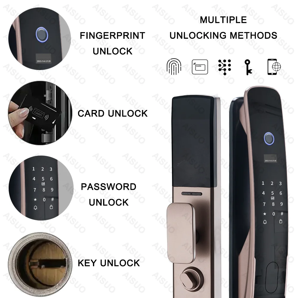 AISUO  Popular Design  Double Sided Fingerprint Pocket Mortise Union Digital Cerradura Inteligente Smart Door Lock