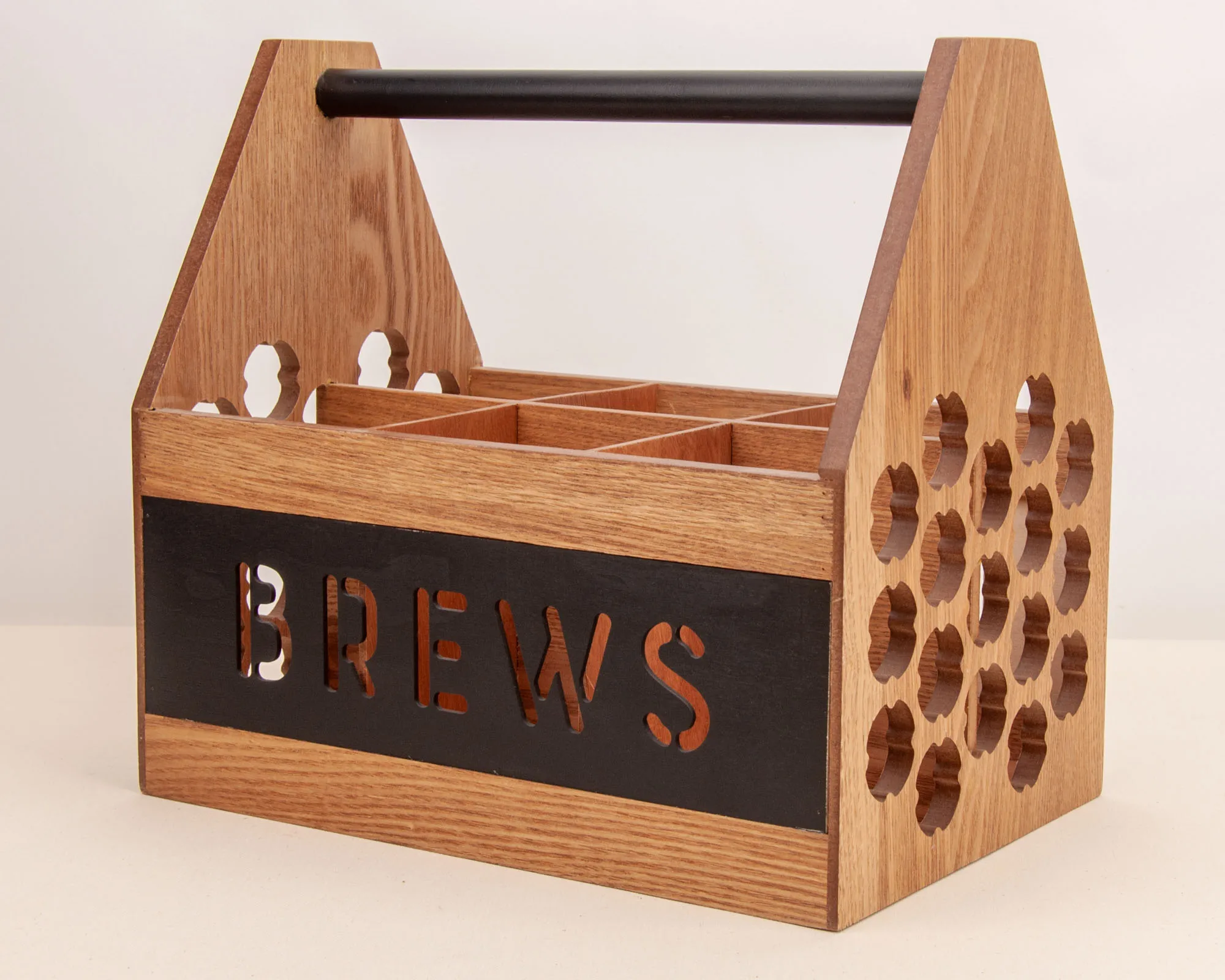 6 Packs Beer Red Wine Soda Wooden Bottle Caddy Carrier With Built-In Metal Opener