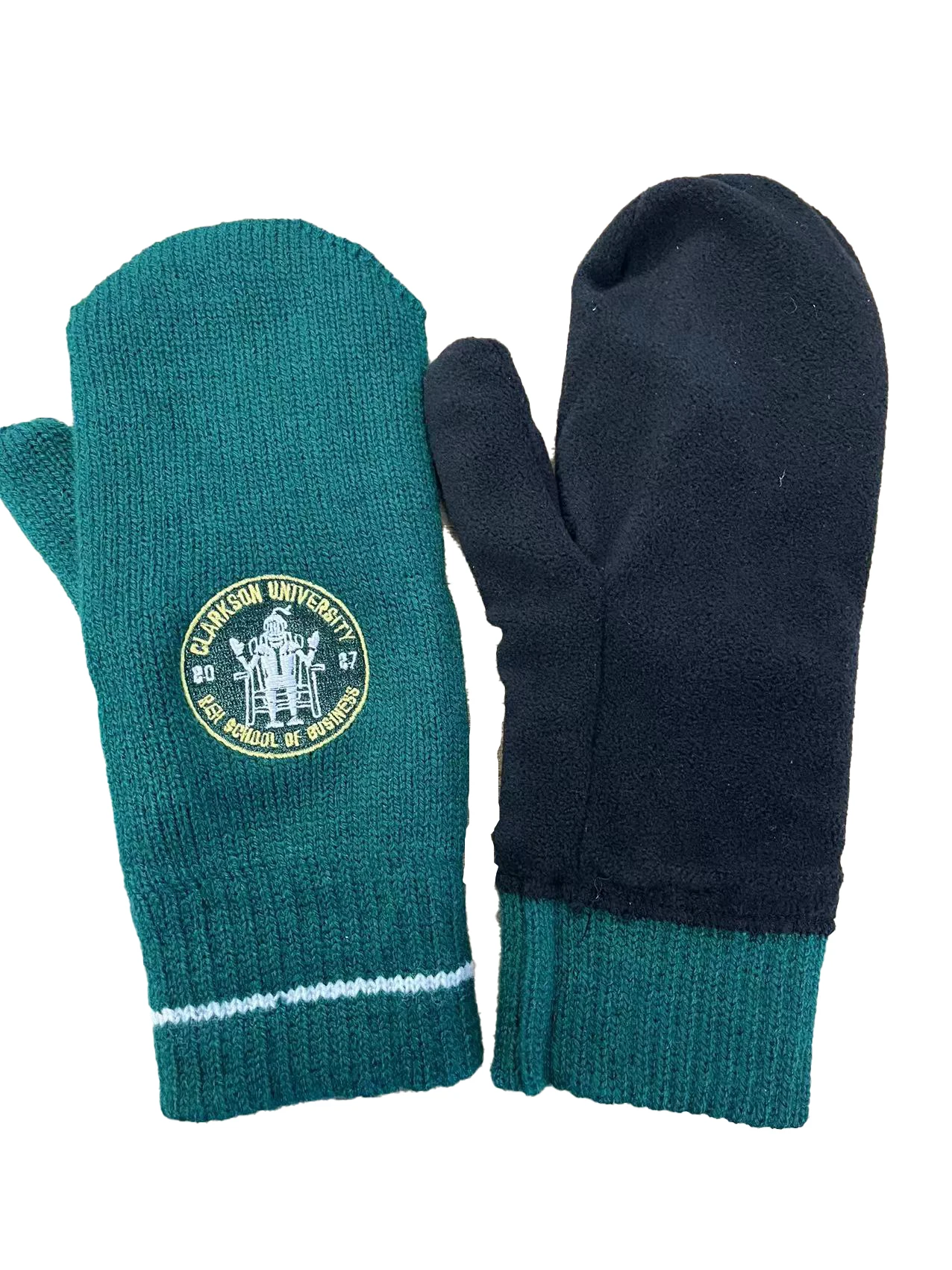 Custom Winter Thick Acrylic Knitted Gloves Mittens Custom Embroidered Logo Mittens Fleece Lined