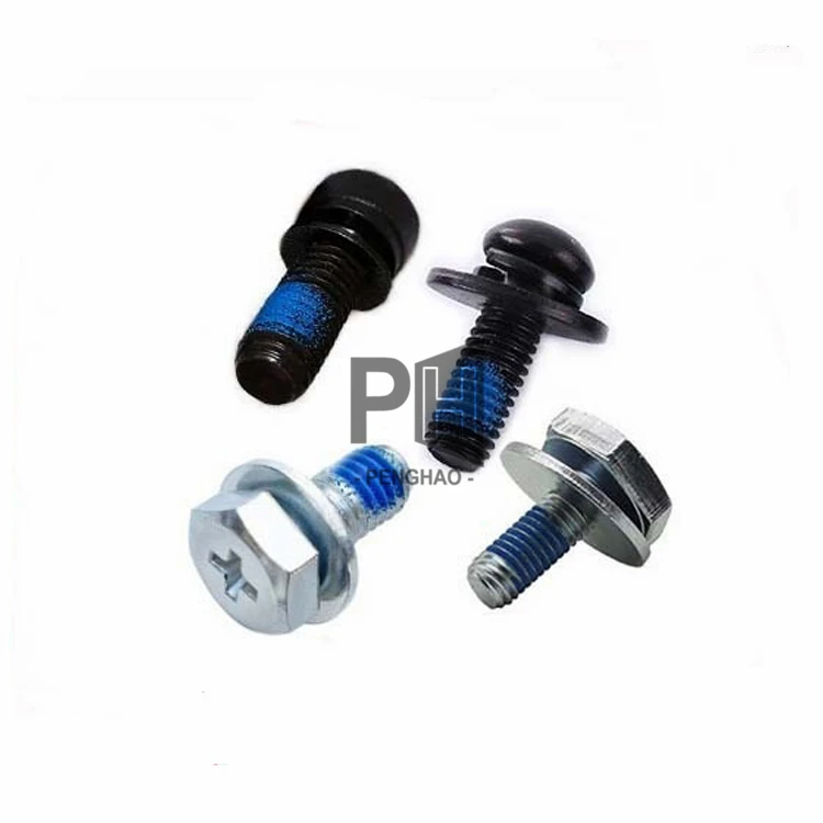 Adhesive Three-Combination Screws Anti-Loose Anti-Drop Anti-Slip Anti-Vibration Coated Nylon Patch Hex Socket Bolts