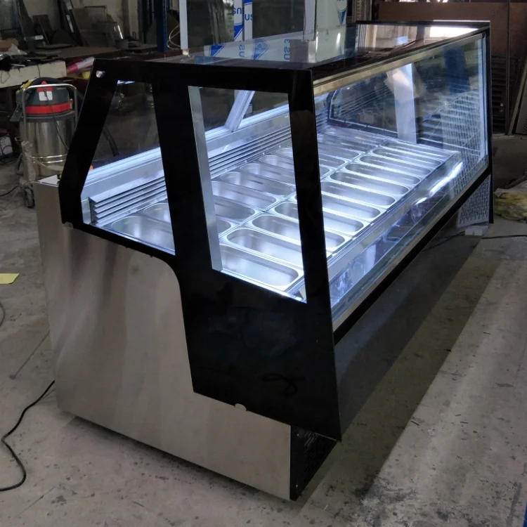 ICEWINTOP Outdoor Commercial Gelato Display Cabinet Customize 24 Pans  Ice Cream Showcase