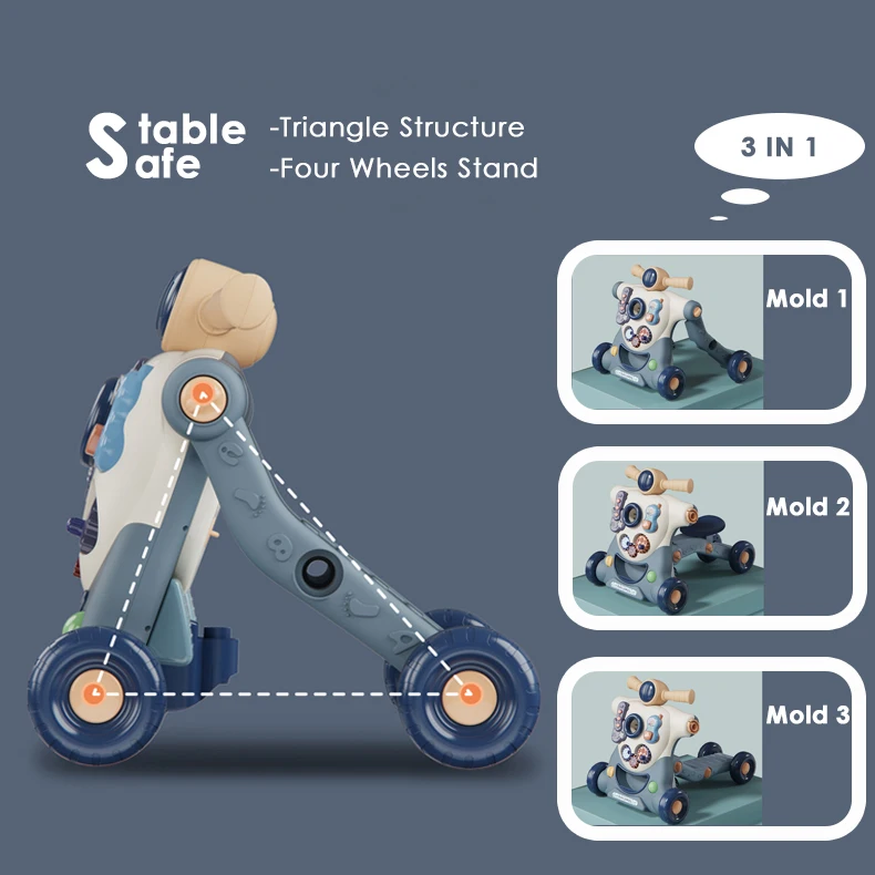 
2021 Hot Sale 3 In 1 Baby Walker Bike Scooter Plastic Leg Correcting Learning Walking Rmovable Toy Baby Trend Walker 