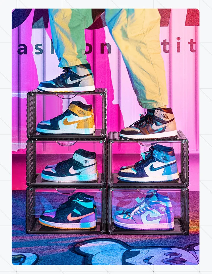 Drop Front Plastic Storage Sneaker Magnet Transparent Shoe Box