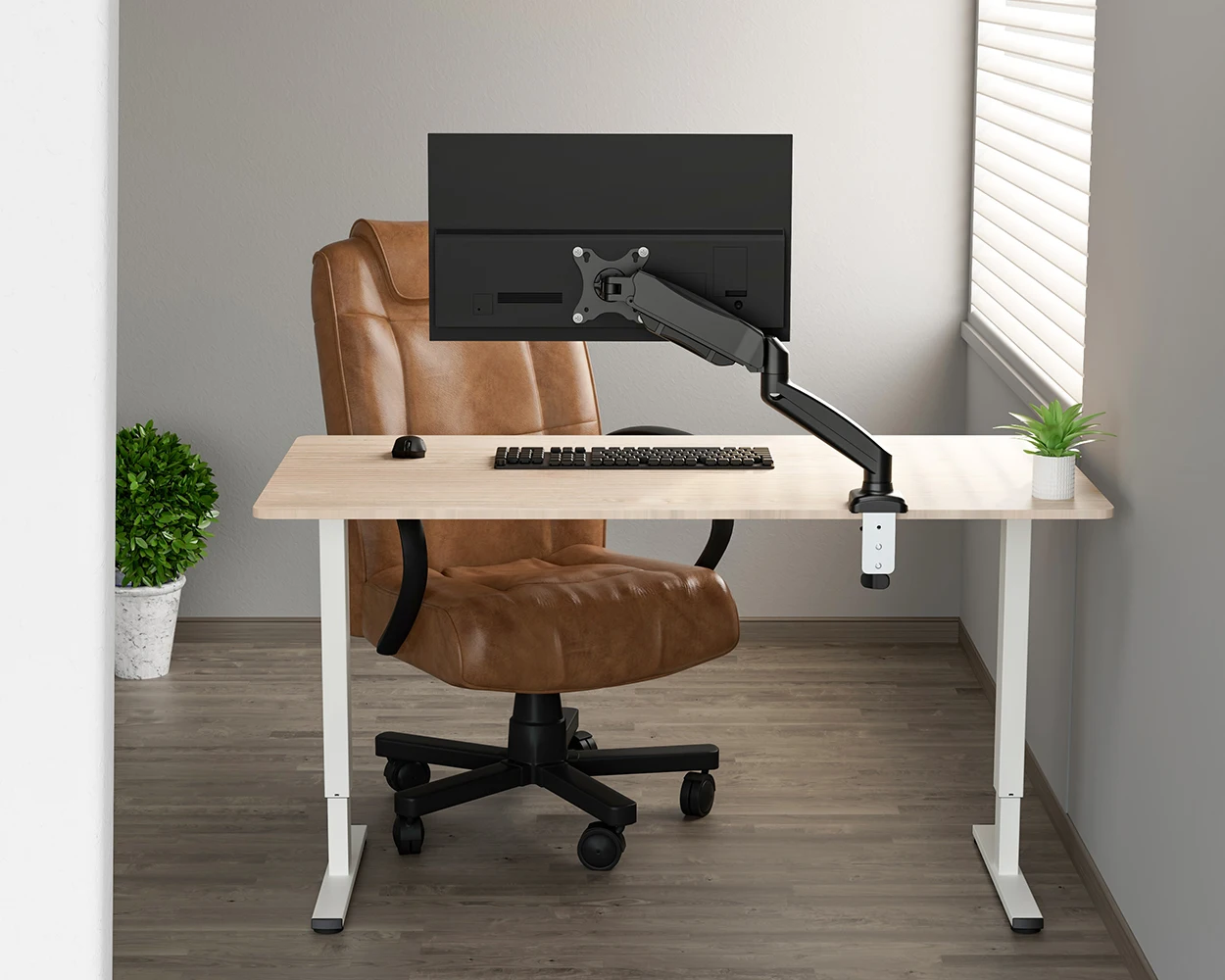 AUKI Single Aluminum Monitor Mount C-clamp Grommet Monitor Desk Mount, Max Vesa 100X100 Vesa Arm