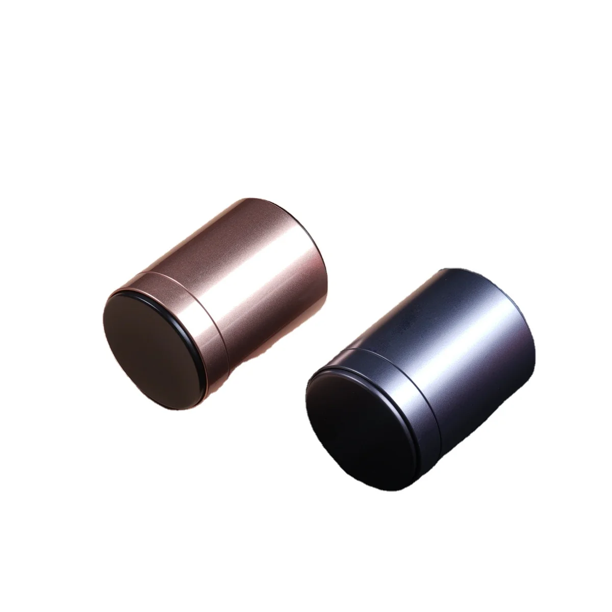 Round black color gift box gift package tin small tea caddy round metal tin box tea