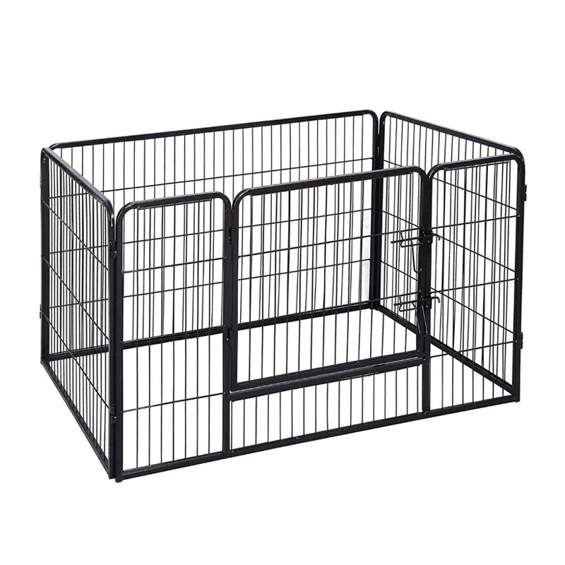 Black Metal Pet Playpen Exercise Pen for Dogs Cats Heavy Duty Folding Dog Fence 4 Panels