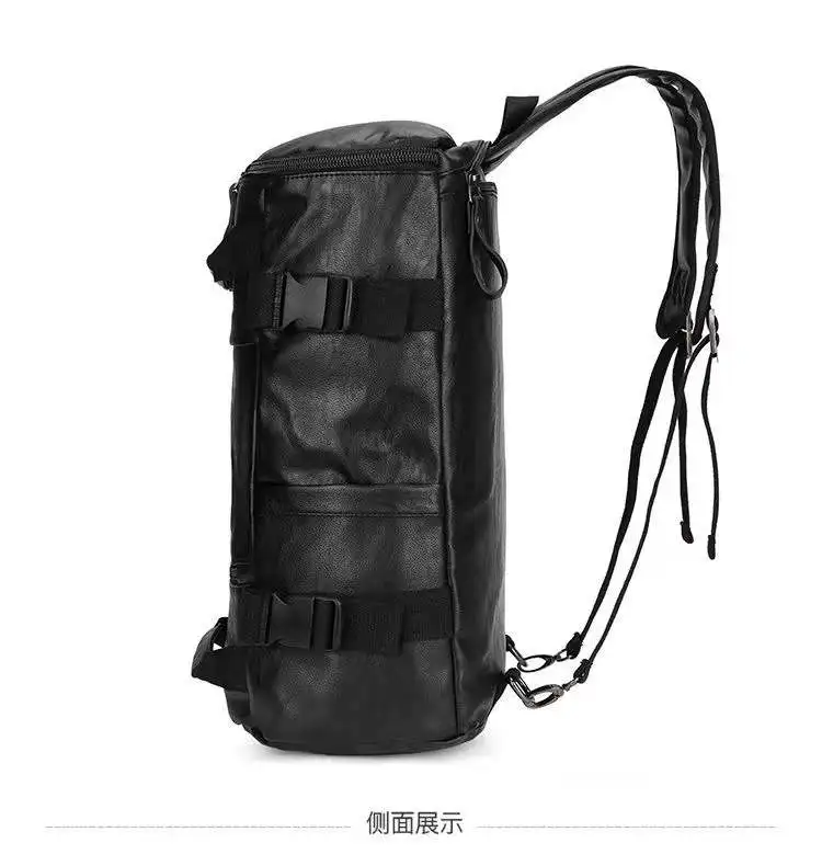 Factory fashionable luxury college pu leather backpack men outdoor laptop backpacks bags for men