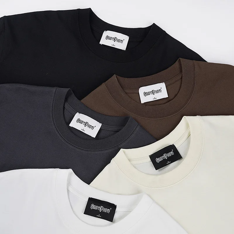 260 gsm большой размер, 61% хлопковая Футболка большого размера, роскошная футболка большого размера с объемным принтом, однотонные мужские футболки с коротким рукавом и логотипом