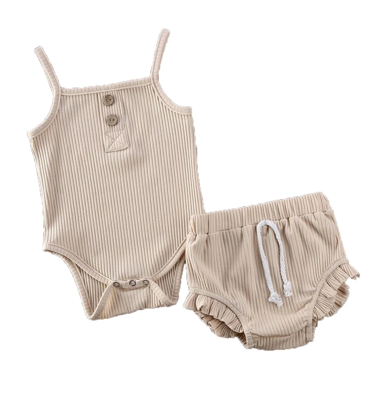 
Amazon Hot sale summer baby clothing cotton pit strip fabric onesie one-piece baby romper suit 