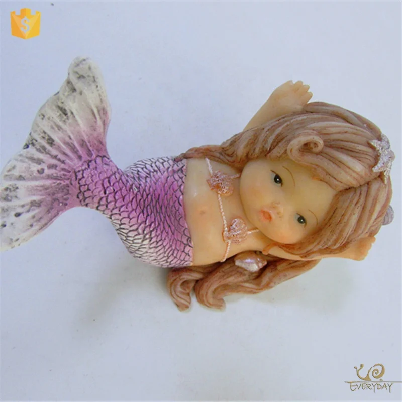 ED11408D Personalized Handmade Painted Resin Mermaid Figurine On Artificial Decoration Miniature Gift