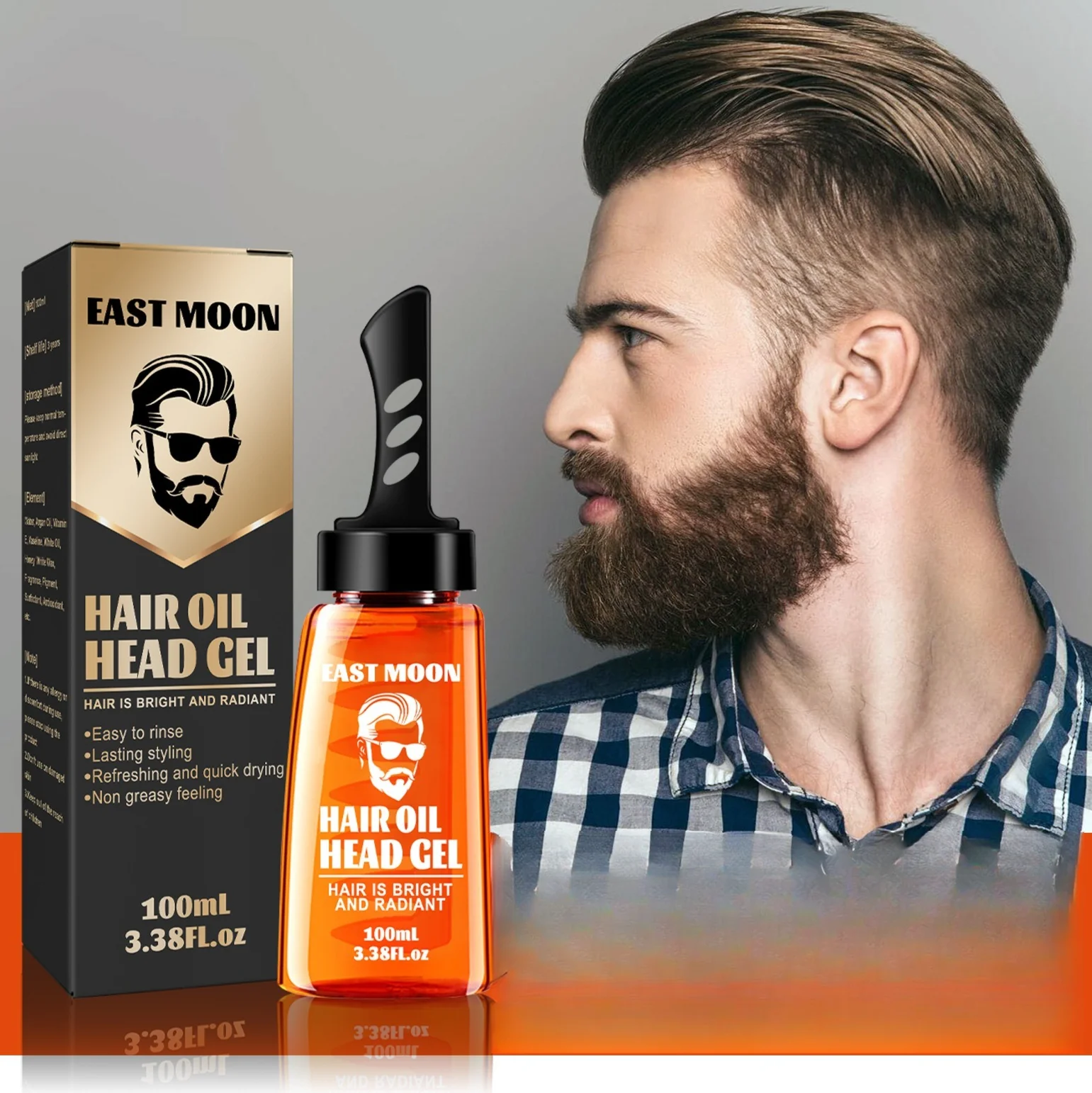 Men 24 H Finish Molding Hair Gel Wax With Comb Fashion Long-Lasting Hold Moisturizing Fashion Powerful Hair Oil Head Hair Wax