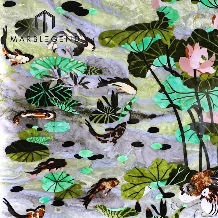 Custom Art Wall Waterjet Marble Design Marble Inlay Modern Waterjet Marble Medallion for Living Room