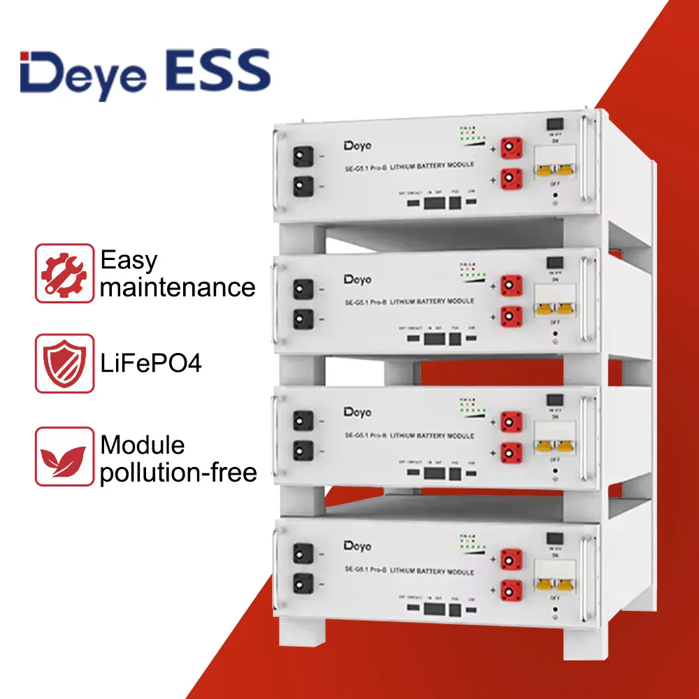 Deye LiFePO4 Battery SE-G5.1 Pro 51.2V 100Ah 5kWh 10kWh 20kWh 30kWh 50kWh Lithium Battery for Home Energy Storage System