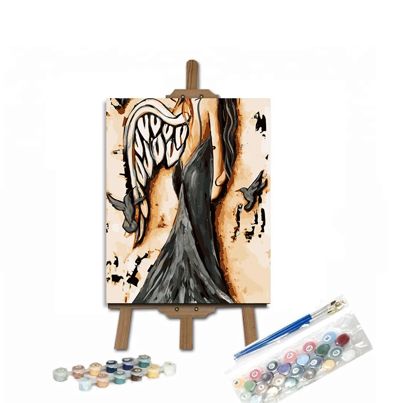 ROYALDREAM Angel Woman Number Painting Beautiful Girl Paint for Kids 40*60