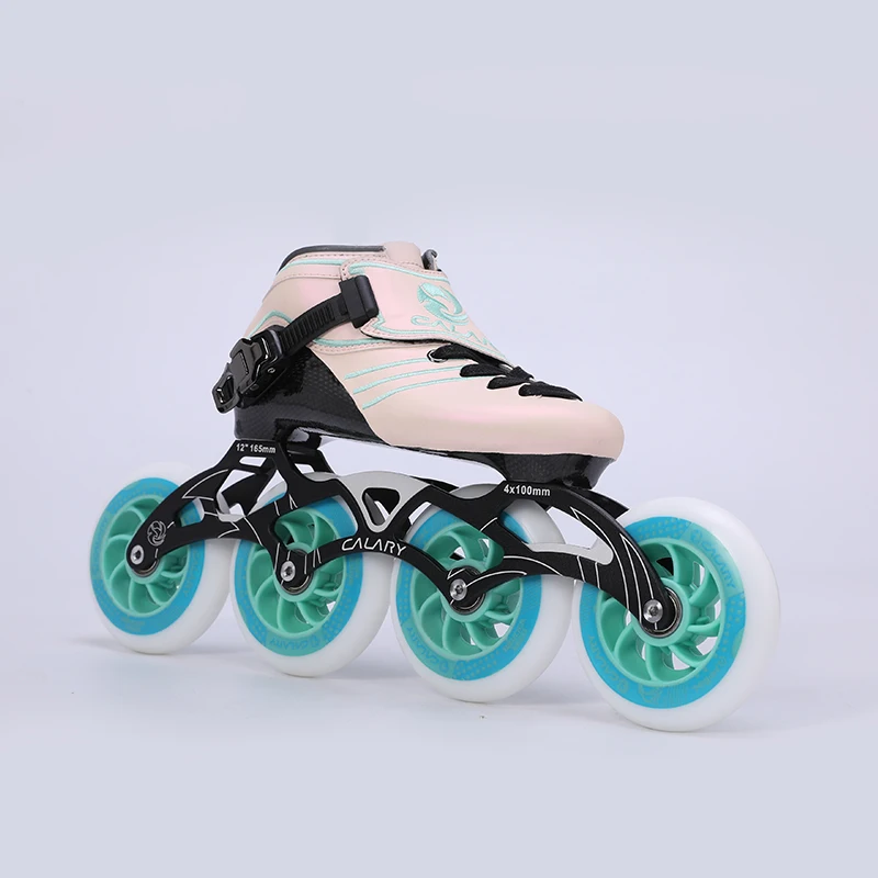 Professional roller skates training green pink roller skates with big wheels and four wheels