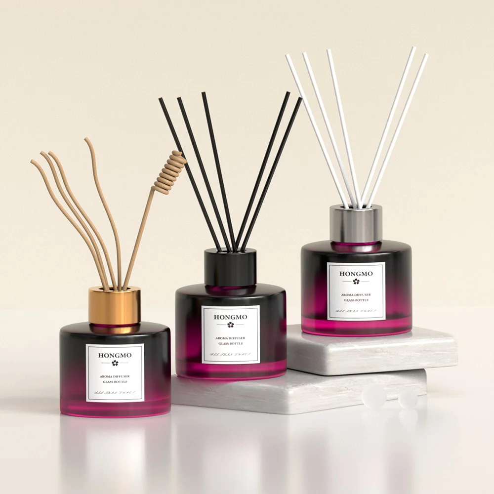 Wholesale 50ml To 250ml Empty Round Clear Glass Aroma Decor Reed Diffuser Bottles With Cap