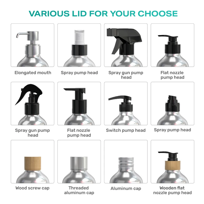 500ml 750ml 1000ml matte black metal aluminum packing bottle for lotion oil food grade metal bottles for water