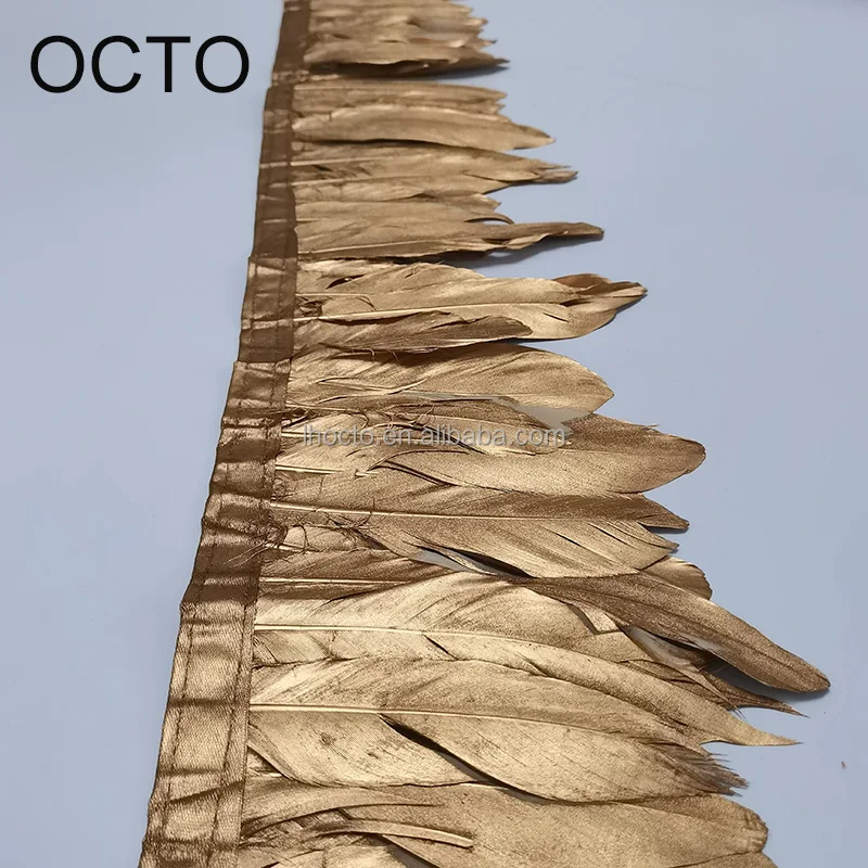 Wholesale DIY Craft 13-18CM Silver Gold Painted Goose Feathers Fashion Decorative Feather Ribbon Trim
