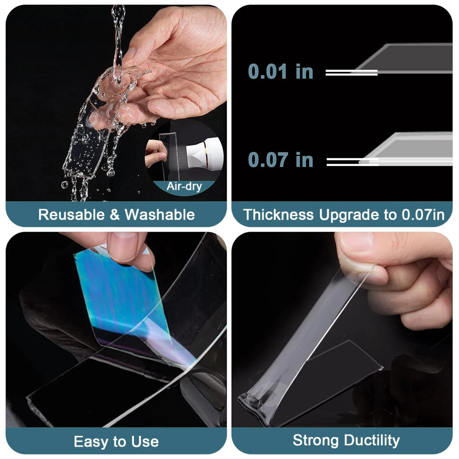 Manufacture Double-Sided Washable Adhesive Tape Strong Viscosity Self-Adhesive Rug Carpet Seaming Gel Transparent Nano Tape