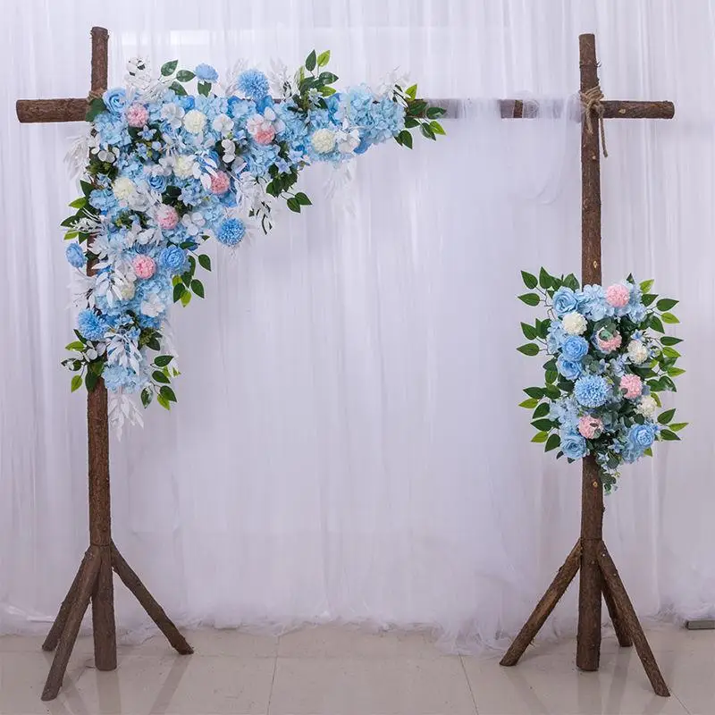 Wholesale Customized Flower Row Arch Artificial Triangles Hanging Flower Table Runner For Wedding Background Decorative