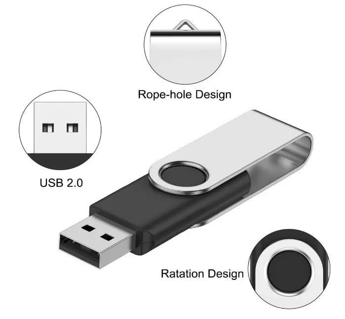 Wholesale Custom logo Swivel USB 2.0 3.0 USB Flash Drive 8GB 16GB Pendrive 32GB 64GB 128GB Usb Stick Flash Memory Drives