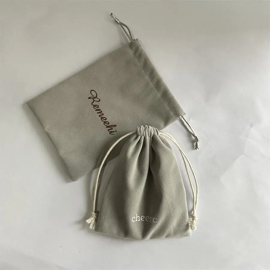 Wholesale High Quality Small Velvet Luxury Gift Packaging Bag Suede Drawstring Jewelry Pouch With Logo