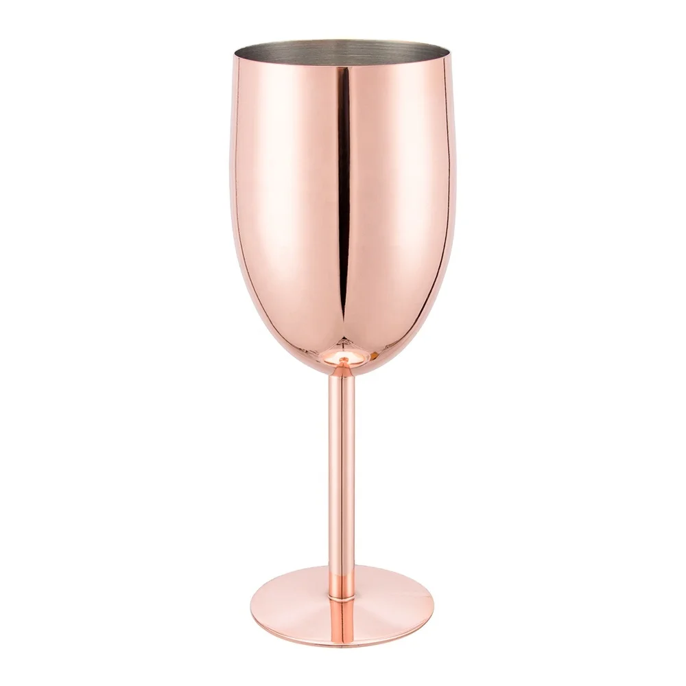 EFINE Metal Wine Glass Stainless Steel Copper Plated Cocktail Goblet for Wedding Drinkware