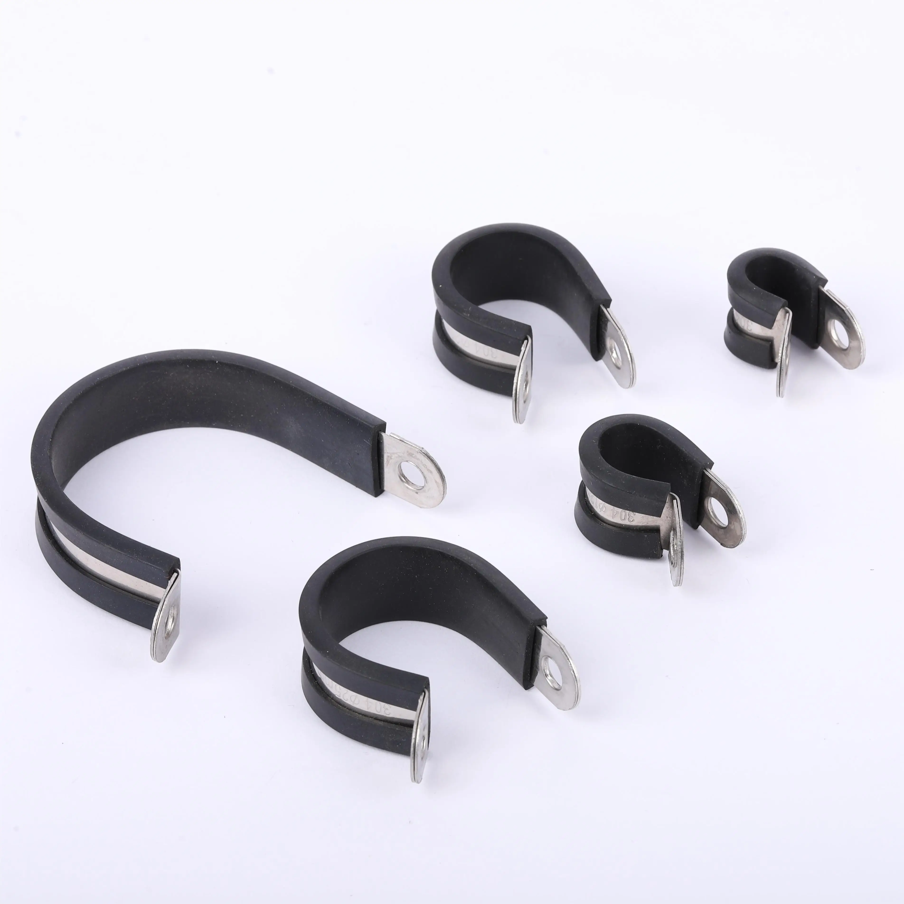Stainless Steel INOX 304 Rubber Lined P Clips Rubber Pipe Clamps Durable R Types Hose Clamps quick locking pipe clamp