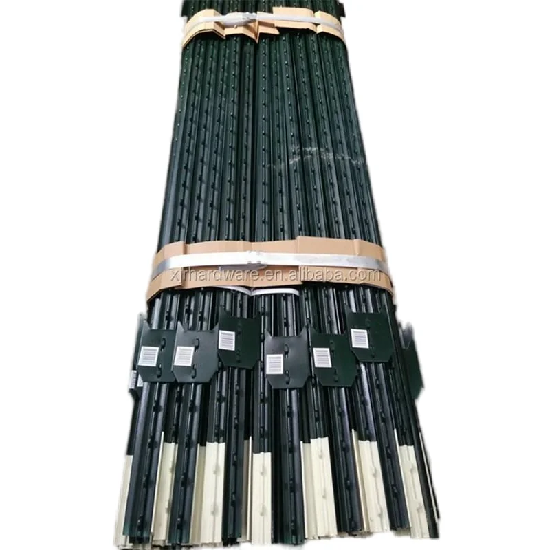 Metal T-posts Used Pvc Coated Fencing, Trellis & Gates Steel Heat Treated Pressure Treated Wood Type Black or Painted Green