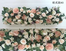 Hot sale wedding party decorative artificial silk flower foam strip aisle floral table runner