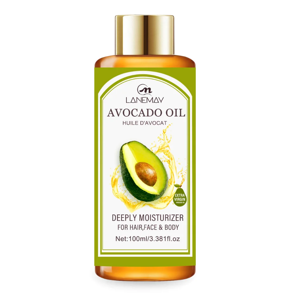 Private Label Wholesale Moisturizing Cleansing Smooth Skin Care Body Sooth Hair Scalp Face Massage Avocado Essential Oil Serum