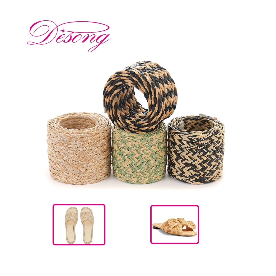 Wholesale Raffia Straw Belt Manufacturer Rayon Fabric Garment Accessories PP Strapping Woven Rolls