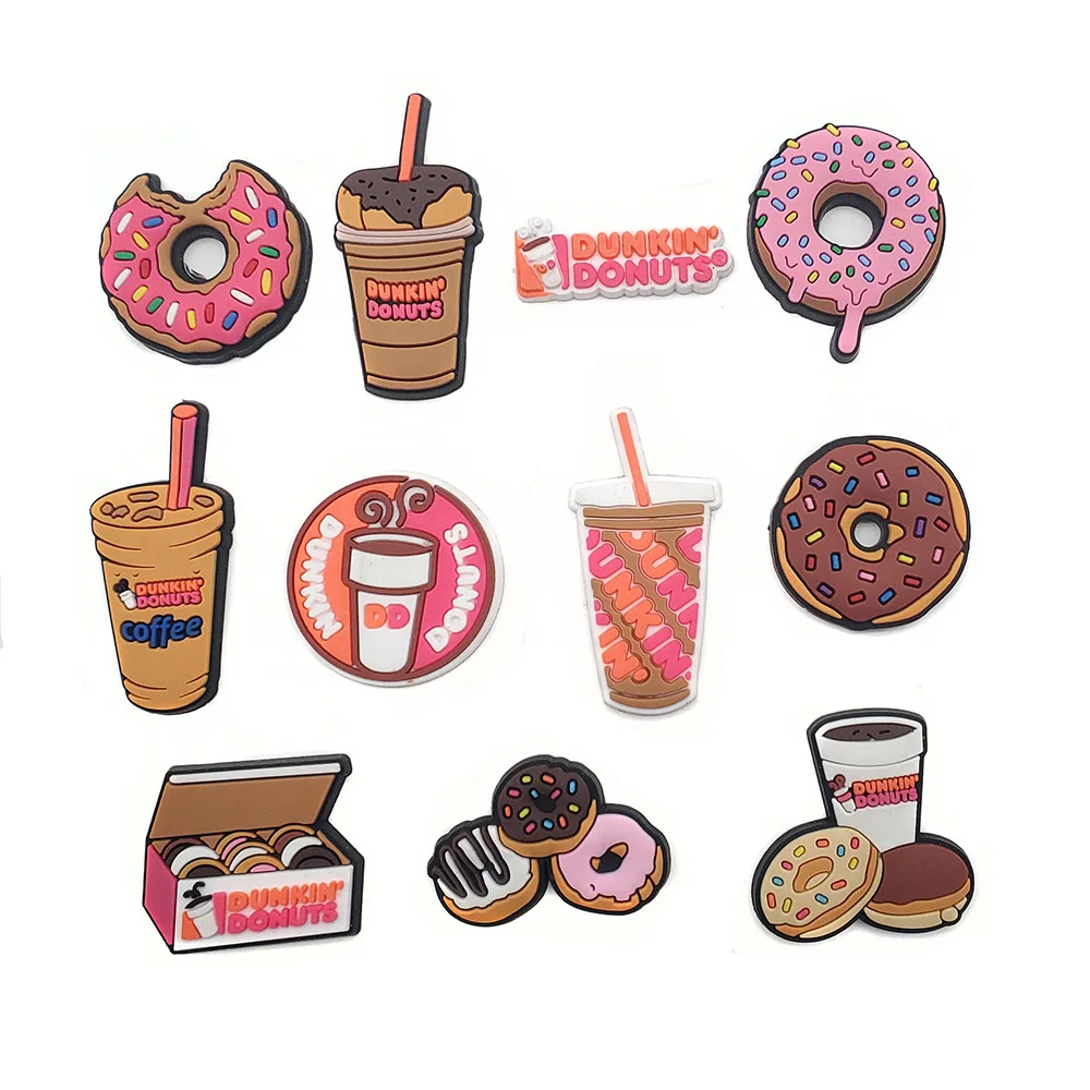 Wholesale DUNKIN DONUTS coffee donut small food for charms donut charm shoes accessories women shoes sandals