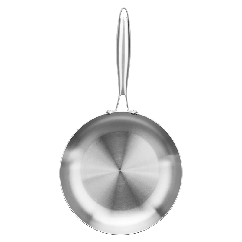 Frying pan long handle mini deep cooking kitchen cookware pots induction bottom non stick double sided 304 stainless steel pan