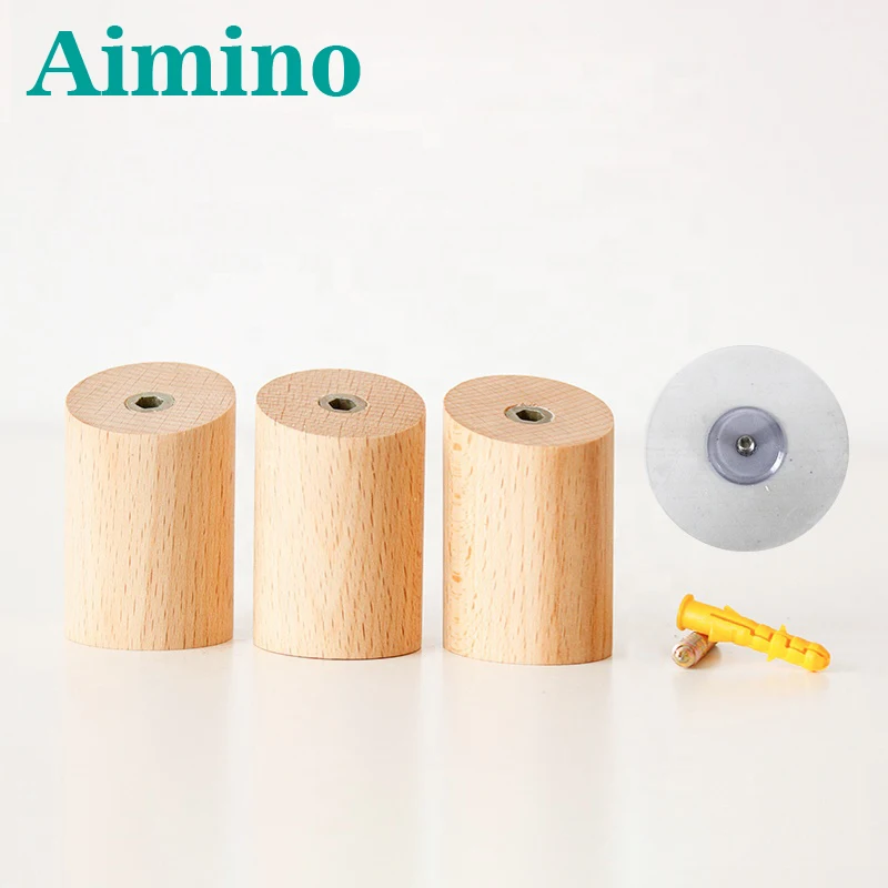 AIMINO 100% Natural Wooden Coat  Bathroom storage Rack Wooden Clothes Hanger Hook Wholesale Wall Mounted Single Wall Hook Rack