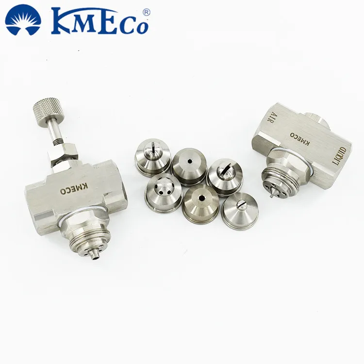 KMECO Ait-Water two fluid 1/4J Air cap Fluid Cap Adjustable Needle 1/4 JN air atomizing Spray nozzle