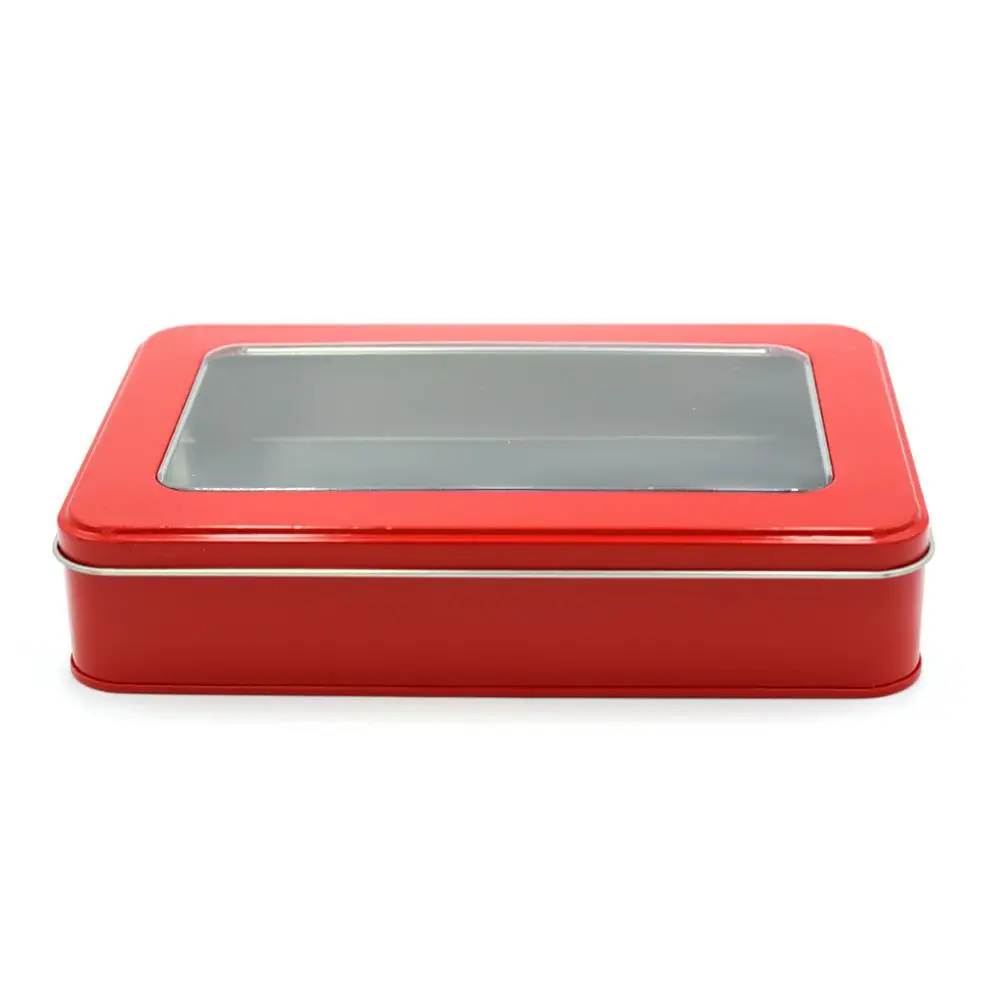 Custom Printing Biscuit Chocolate Tin Box Tin Can With Window On Lid