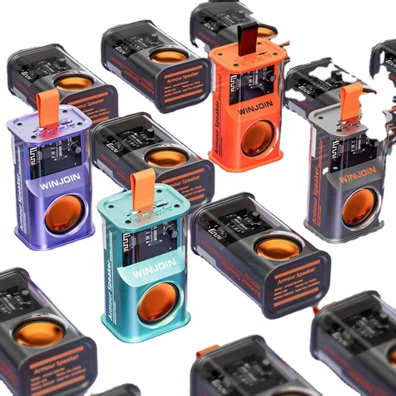 2024 Mini Portable Bass Subwoofer Loudspeaker Stereo TWS Armor RGB Light Transparent WiFi Enabled Waterproof Bluetooth Speaker