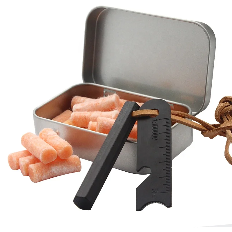 Bushcraft Outdoor Waxed Fire Plugs Fire Starting Tinder Hexa Flint Steel Ferro Rod for Survival Campfire