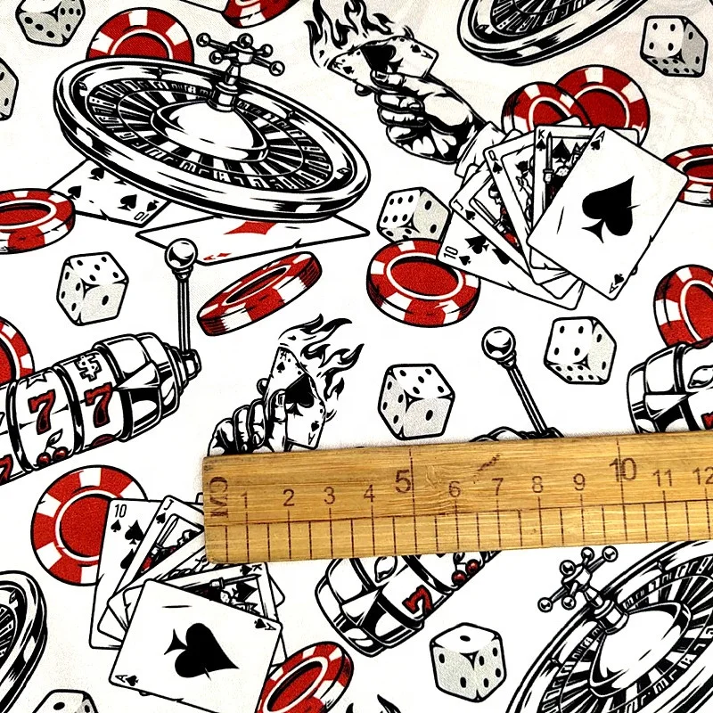 YH8-5823 Casino SO Cool American Style White Color Lining Polyester Soft Satin Digital Printed linings fabrics