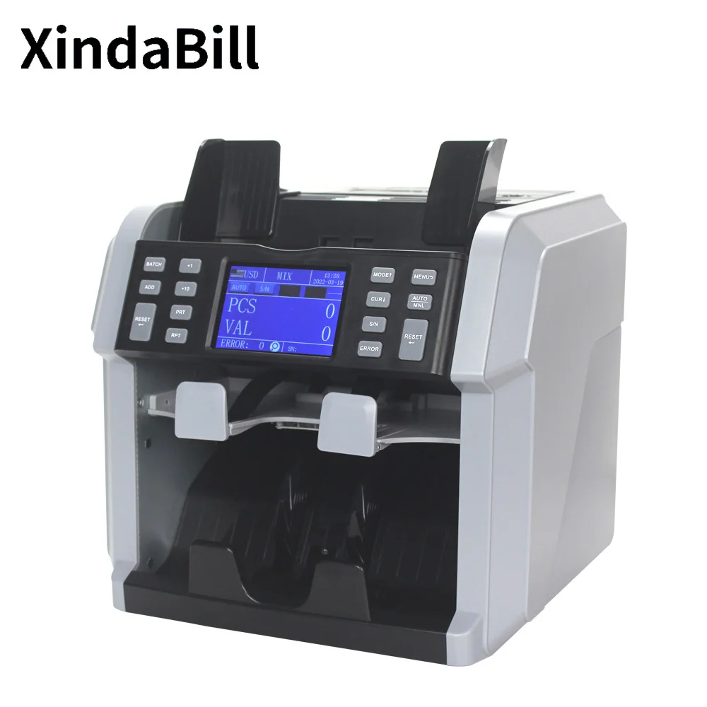 Value Money Counter Machine Loading CIS 2 Pocket Bill Counting Detecting with Print Currency Serial Number