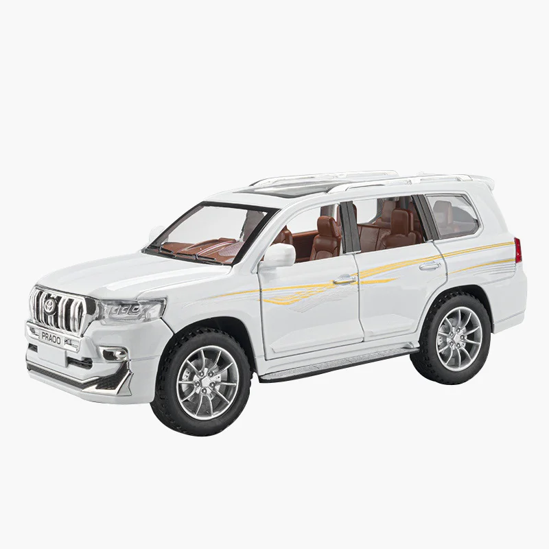 1/24 Scale  Model Car Prado Alloy Diecast Collectible Model Vehicle Pull Back With Light And Sound Toy Car For Kids