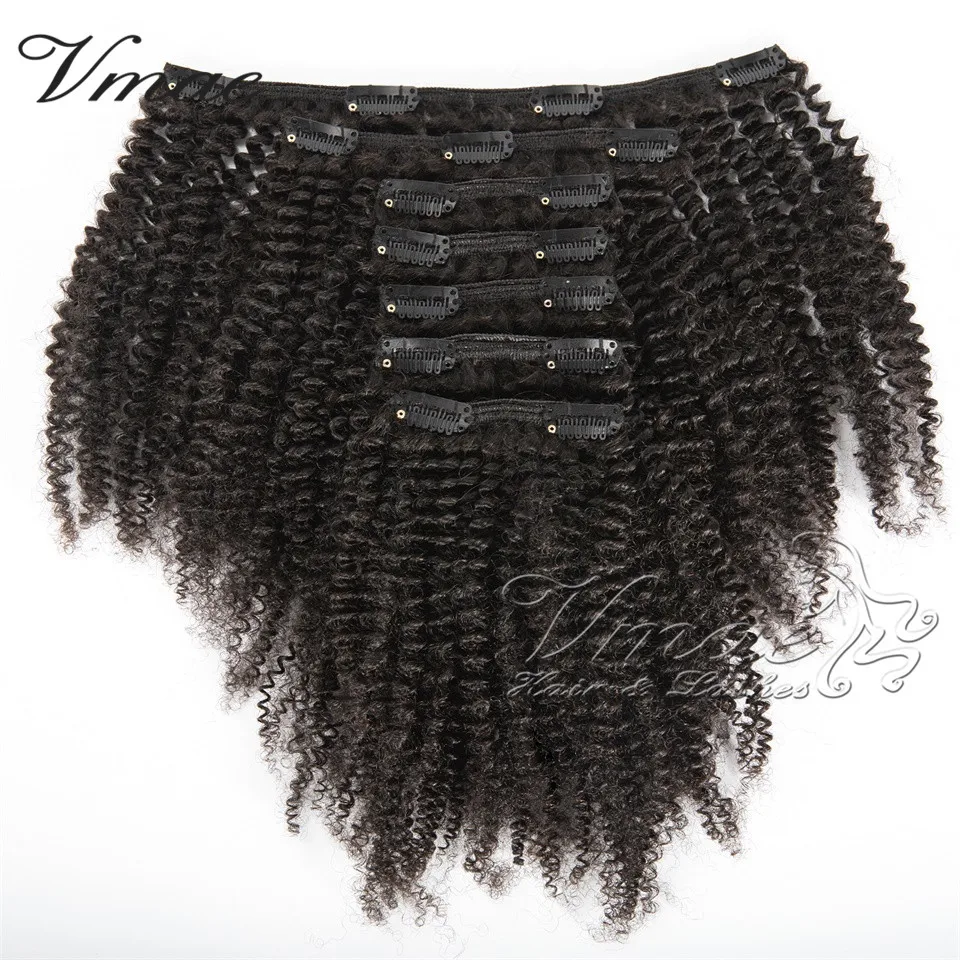 VMAE Best Quality Mongolian Raw Virgin Natural Black 100g Natural Black Afro Kinky Curly Clip In Extension Human Hair