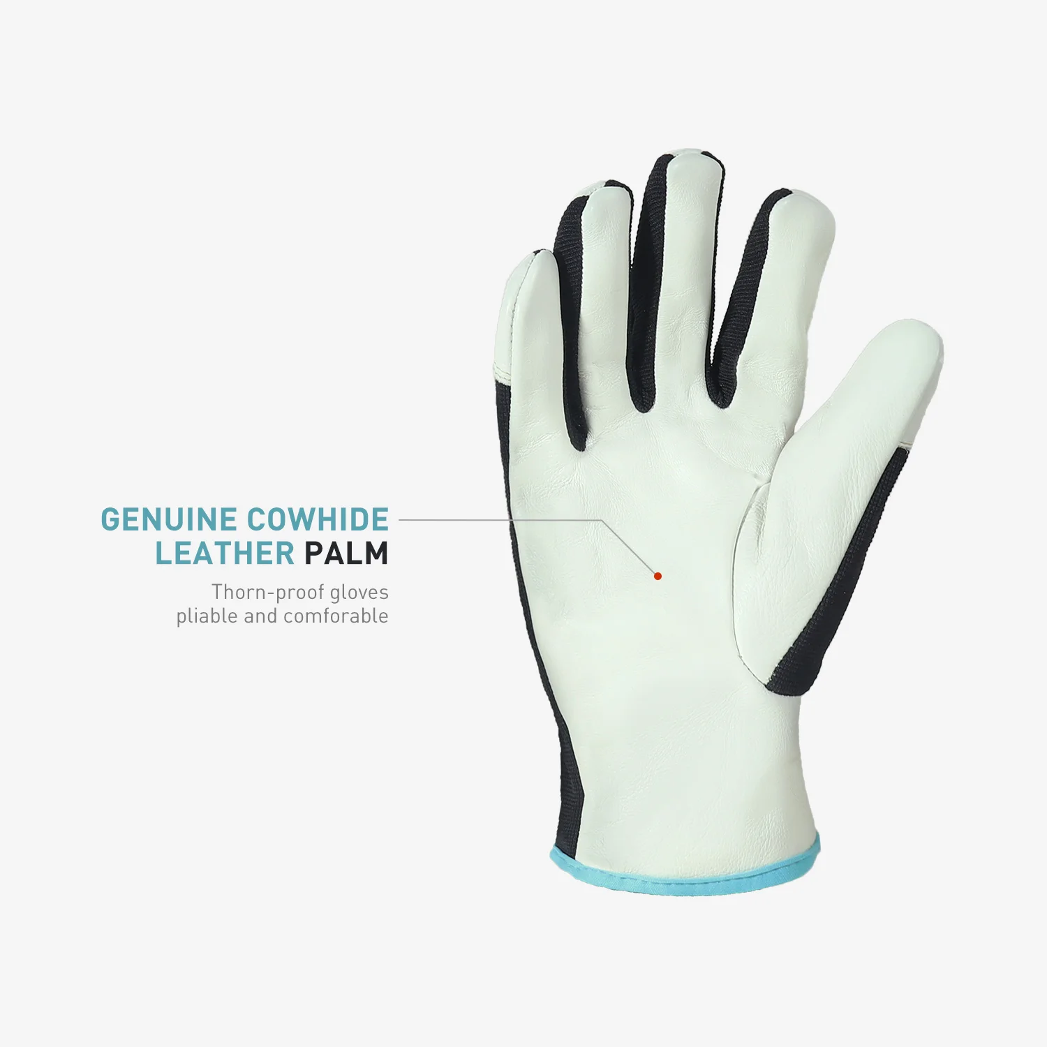 PRI Cowhide Palm Construction Yardwork Mens Leather Gardening Gloves Mechanic Gloves Winter Work Gloves