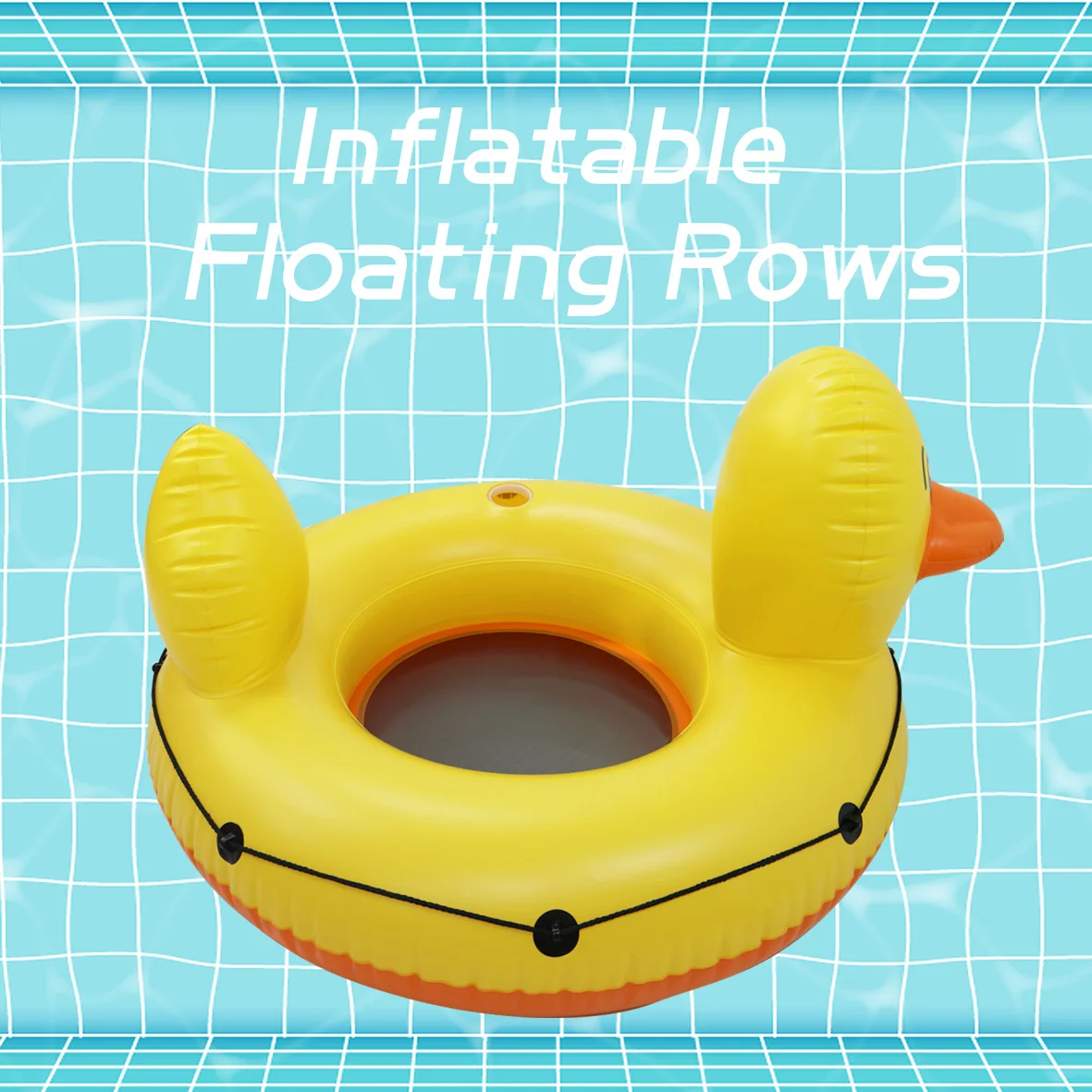 hottest inflatable toys 2022 Factory PVC Customization Inflatable yellow duck river circle Ring Pool Float tube With bottom net